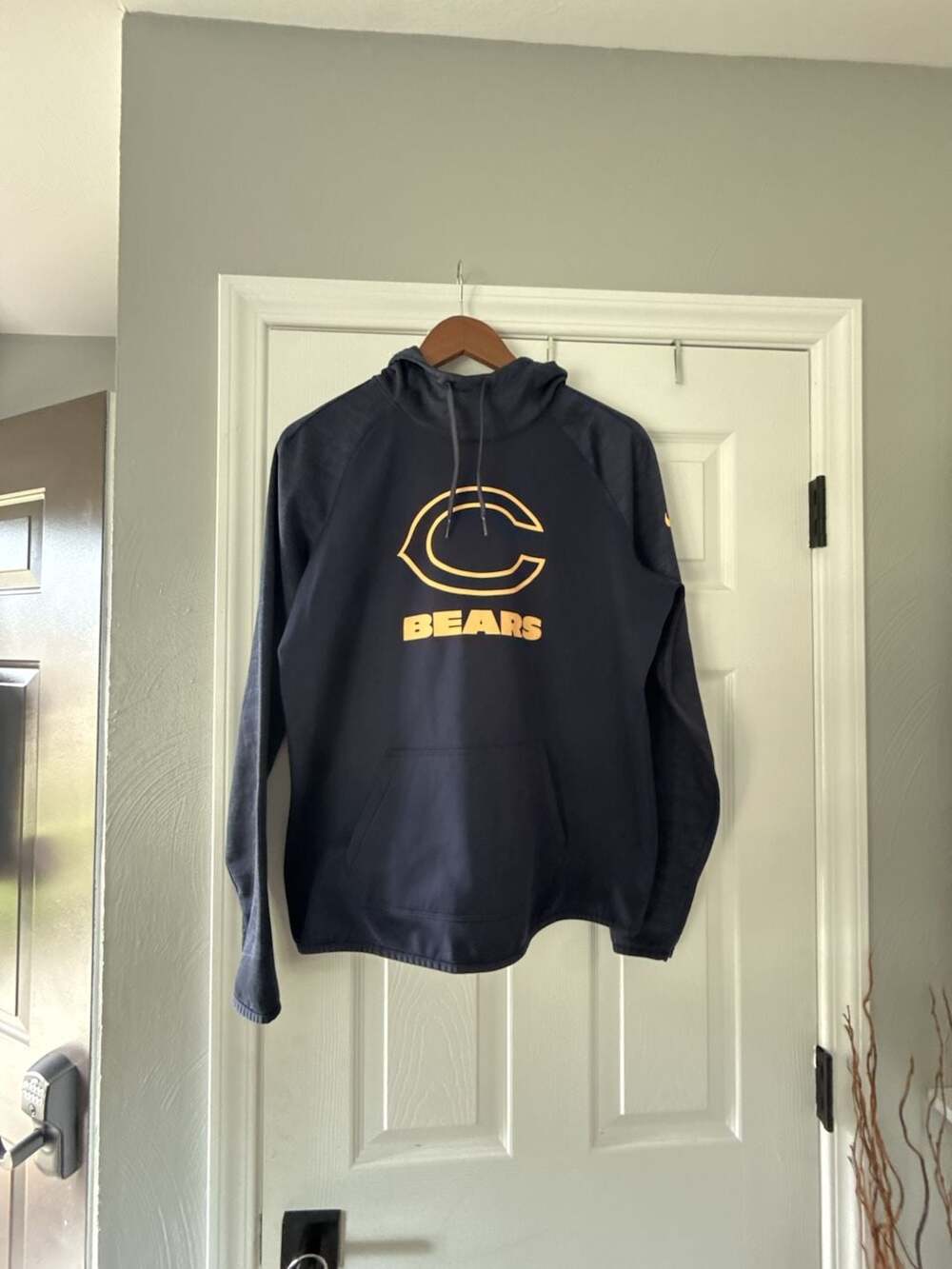 Nike Chicago Bears Therma-Fit NFL On Field Pullover Hoodie Sweatshirt Navy Blue